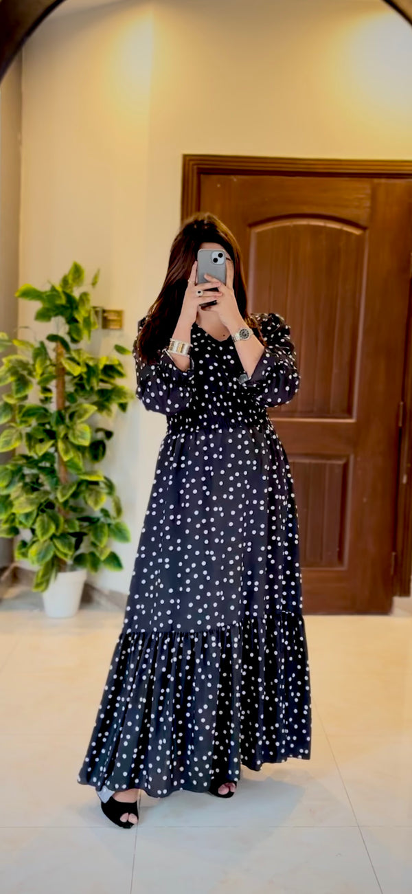 Classic Polka Dot Black Maxi – Muhtarma